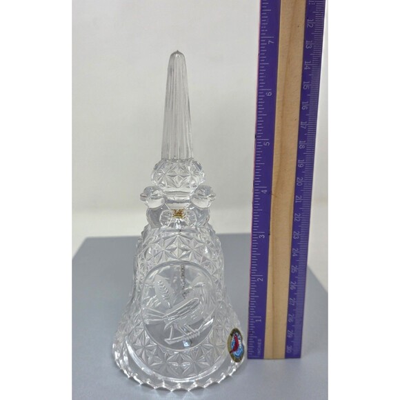 Vintage Hofbauer Byrdes Bird 24% Lead Crystal Clear Glass Bell 7" Germany - Picture 8 of 9